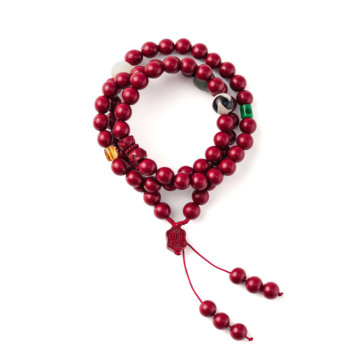 Cleansing and Protection - Amber Charmed Cinnabar Beads