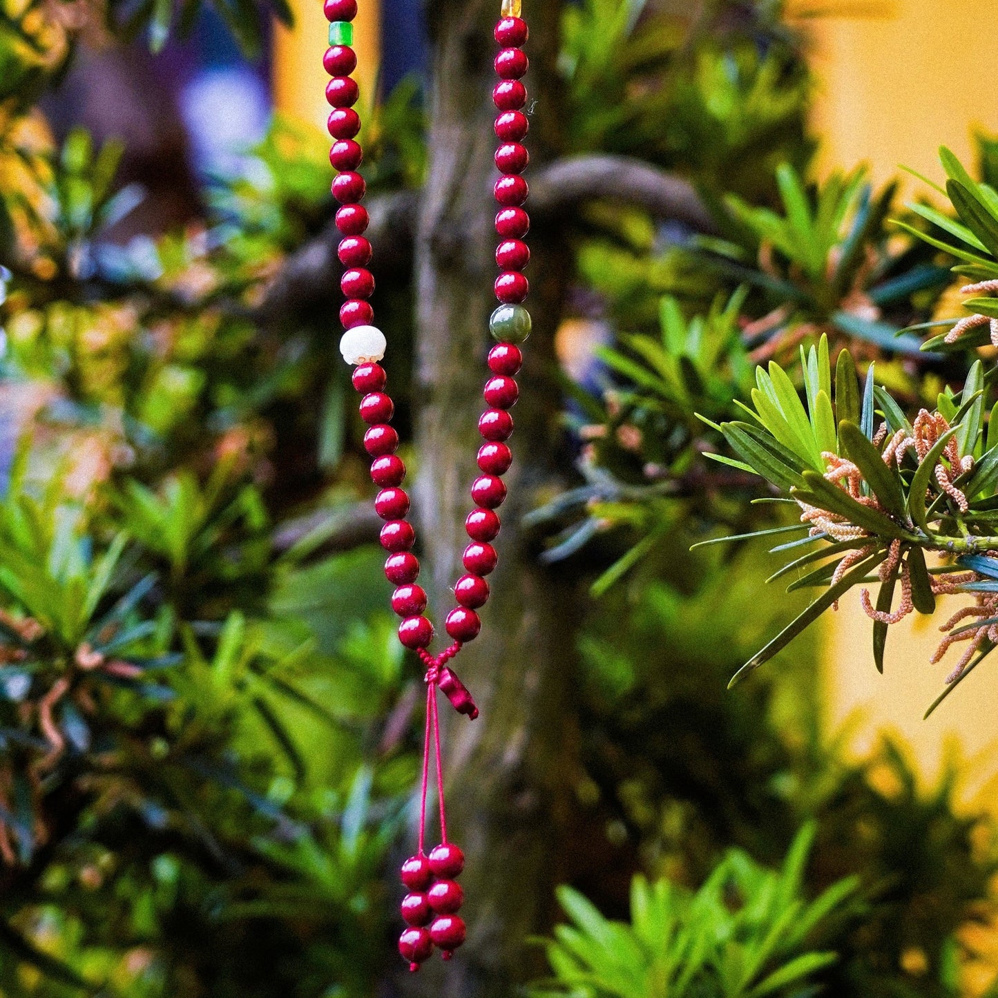 Cleansing and Protection - Amber Charmed Cinnabar Beads