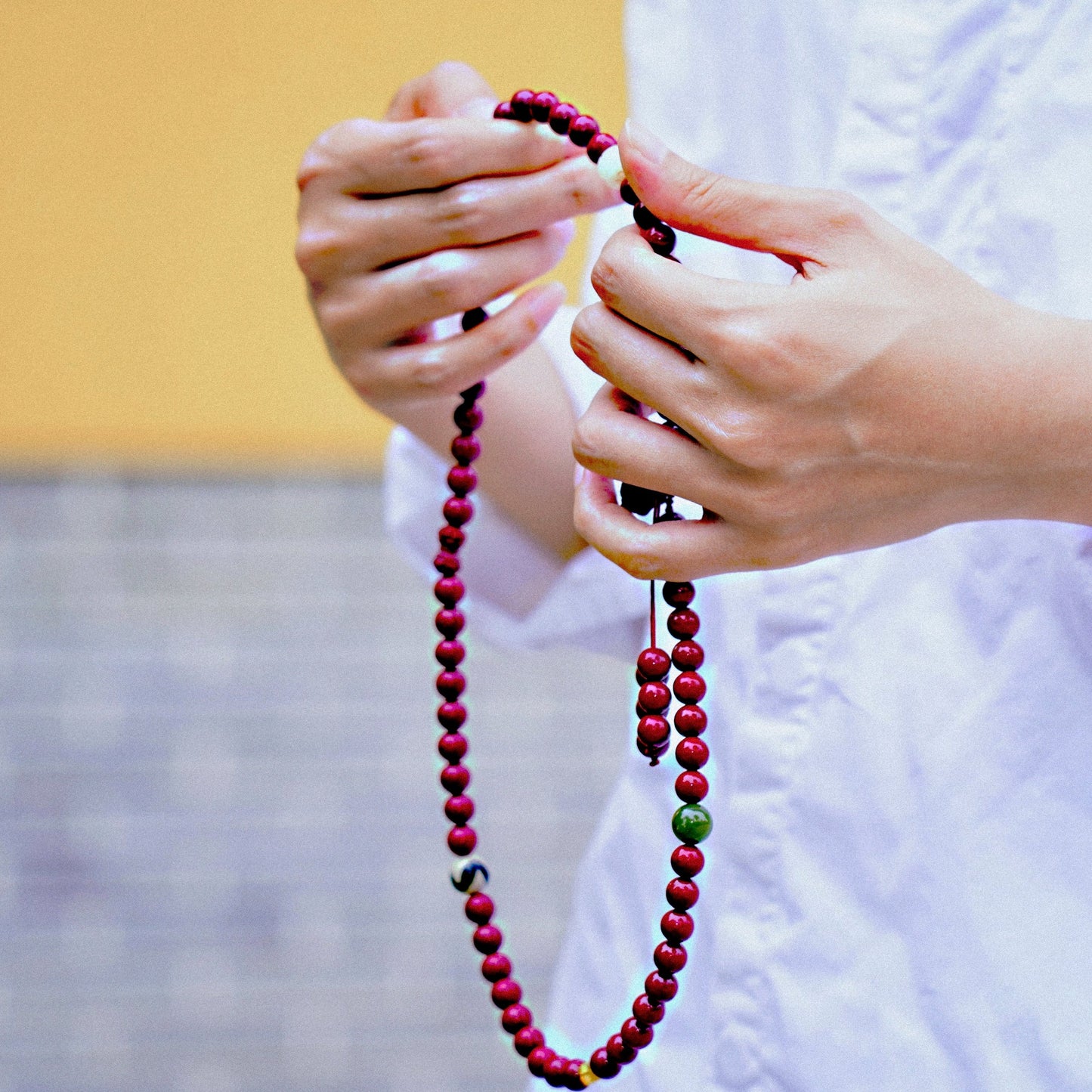 Cleansing and Protection - Amber Charmed Cinnabar Beads